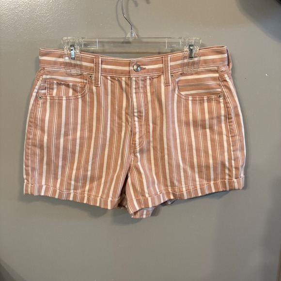 American Eagle Outfitters Pants - American Eagle Pink and White Striped Cuffed Shorts (Women's 12)